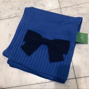 NWT Kate Spade Blue Scarf with Black Bow